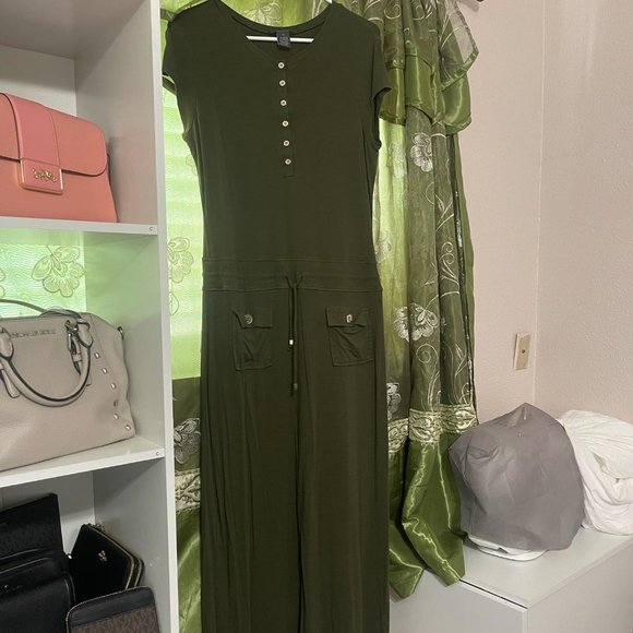 Chelsea & Theodore Dresses & Skirts - Green military maxi dress